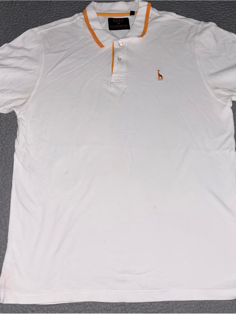 White Polo Shirt with Orange Trim - Men's Casual Polo